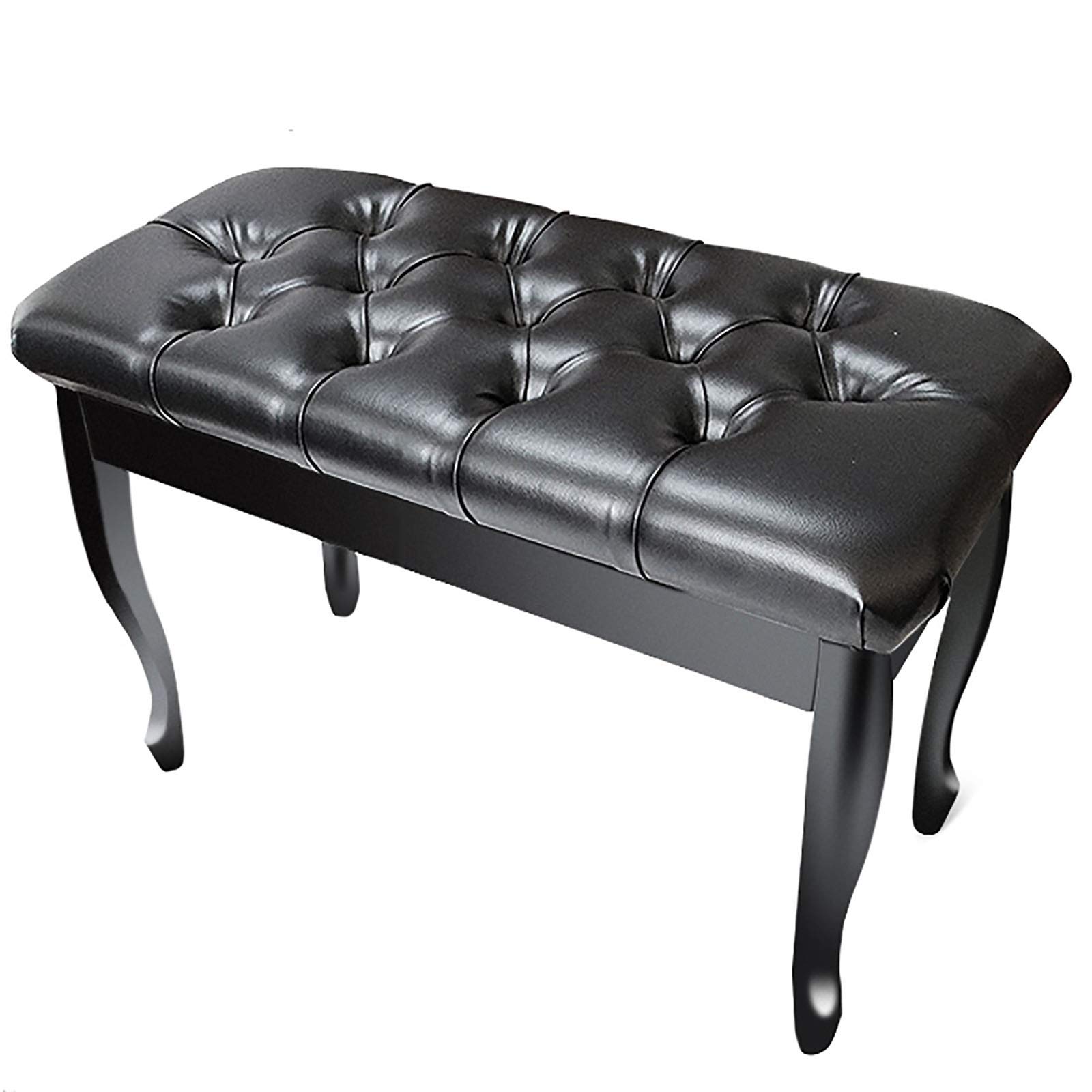 Doppia panca per pianoforte con contenitore, in pelle PU impermeabile, gambe in legno massello, altezza 49 cm, sgabello regolabile per pianoforte per adulti e bambini, perfetto per uso domestico e in