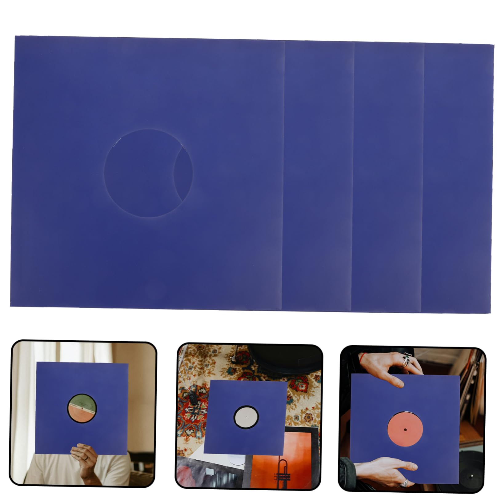 ifundom Buste Protettive per Dischi in Vinile 10 Pezzi Blu | Carta Kraft, Anti Strappo, per Conservare i Dischi e Ridurre Rischio di Danni ai Dati