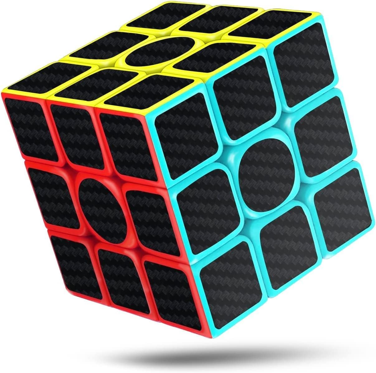 – Rubiks Cube, 3x3x3 Speed Cube, Smooth Magic Carbon Fiber Sticker Speed Cubes, Enhanced Version for age 3+, Black