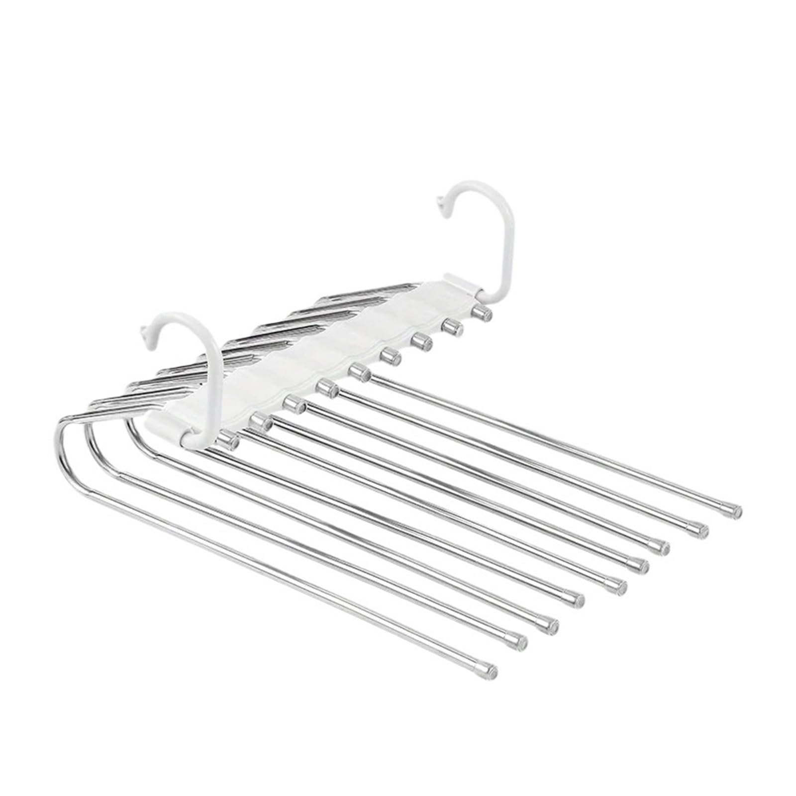 Folding Pants Hanger Multi-Layer Clips & Retractable Space-Saving Organizer(9 Hooks black)