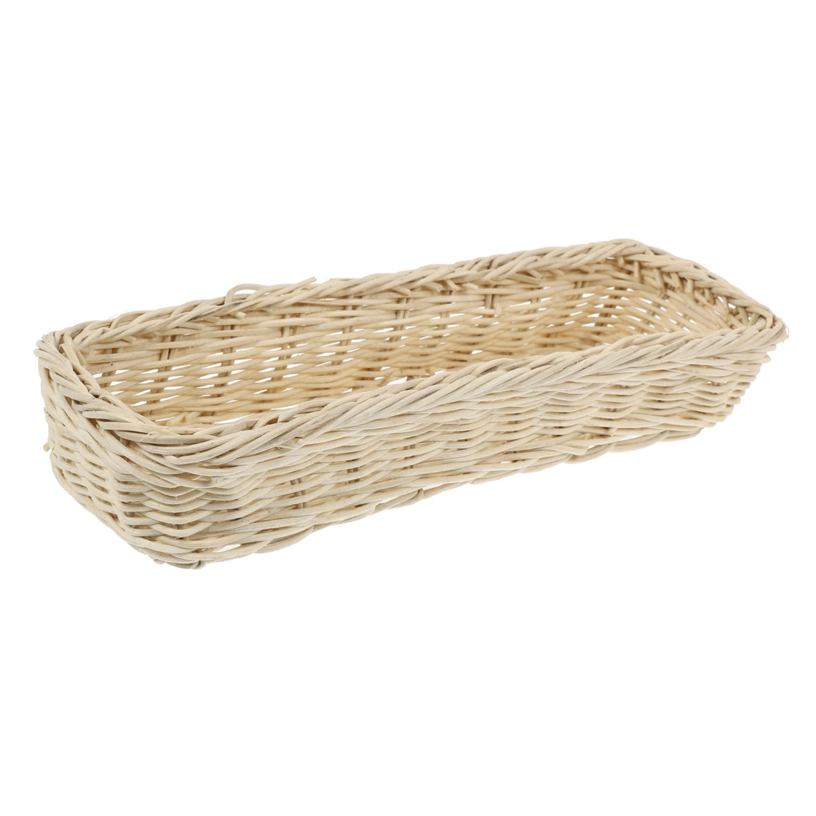 GRIRIW Elegant Wicker Tiered Fruit Basket Rattan Cutlery Basket Wicker Bread for Home Storage Decor