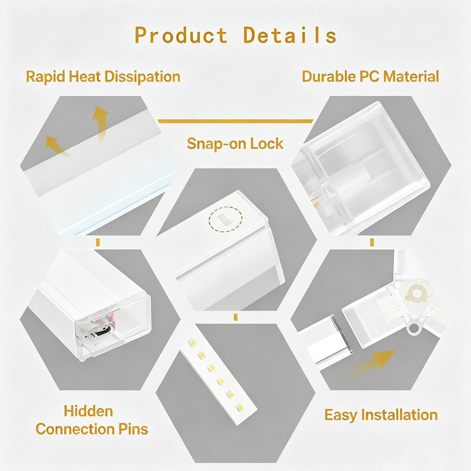 Éclairage De Garage À 8 LED Hexagonales (3000 K -6000 K) | Plafonnier D'éclairage LED Hexagonal, Changement De Couleur, For Atelier, Gymnase, Entrepôt