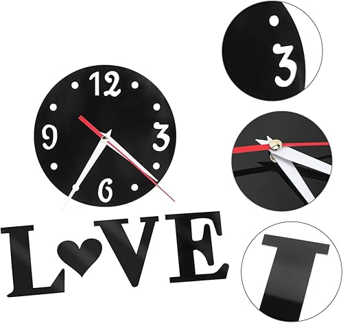 Miniatura 7 de VOSAREA 5 Sets Love Love Wall Clock Circle Mirrors Reloj De Pared Digital Round Mirrors Romantic Heart Clock Wall Sticker Decor Clock Sticker DIY