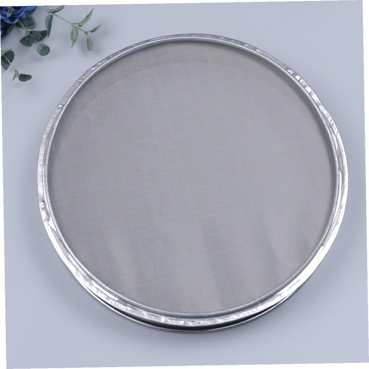 POPETPOP Tamis Ménager en Acier Inoxydable Argenté 35 Cm, Tamis à Mailles Fines Léger et Résistant Cuisine et Jardinage, pour Tamisage Précis