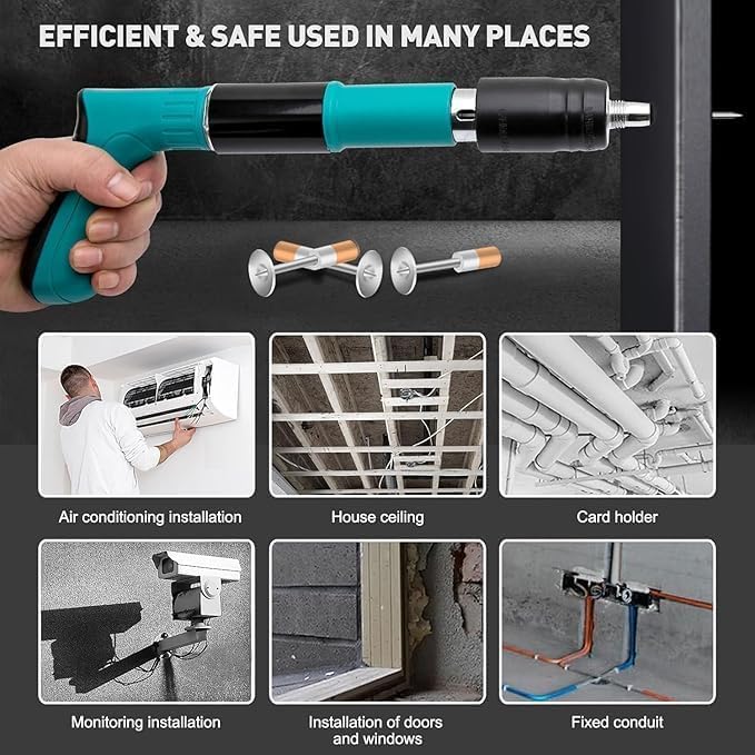 Image of Compact 5 Gear Adjustable Mini Manual Steel Nail Gun for Concrete Wall, Includes 20 Pcs Steel Fasteners and Handy Nails for Wall Storage Tool