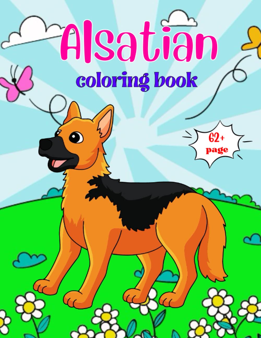 Alsatian coloring book: Stress Relaxation Wonderful Alsatian Coloring Book With Gorgeous Designs To Color