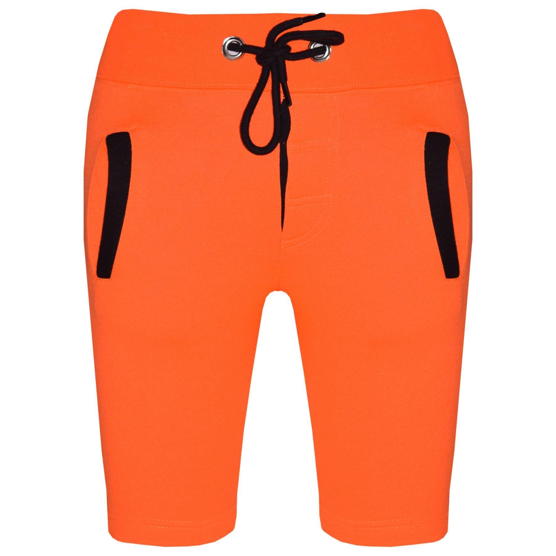 A2Z 4 Kids Fleece Jogging Shorts - Shorts Contrast Trim Neon Orange 3-4.