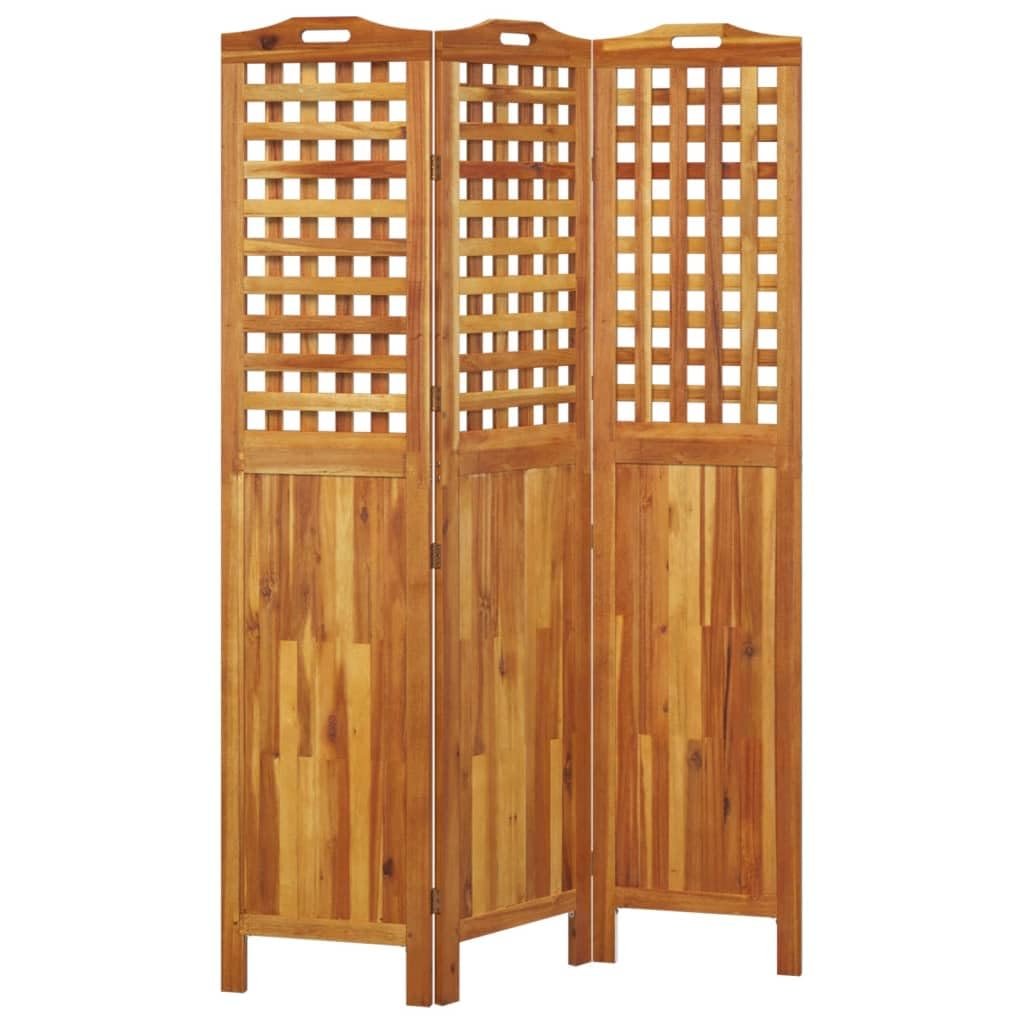 Divisorio in legno massiccio di acacia, 3 pezzi, 121,5 x 2 x 180 cm, paravento pieghevole per privacy e privacy in soggiorno