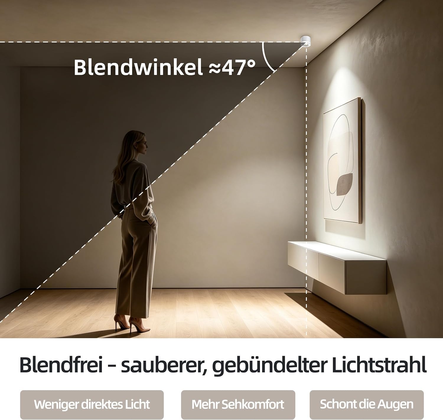 6er Deckenspots Schwarz, LED Aufbauspot Dimmbar Deckenstrahler | LED Spots 230V Blendfrei, Aufbaustrahler, LED-Modul 5W 550lm CRI90+, 3000K/4000K/6500K, für Küche Flur Wohnzimmer, Ø70x60mm
