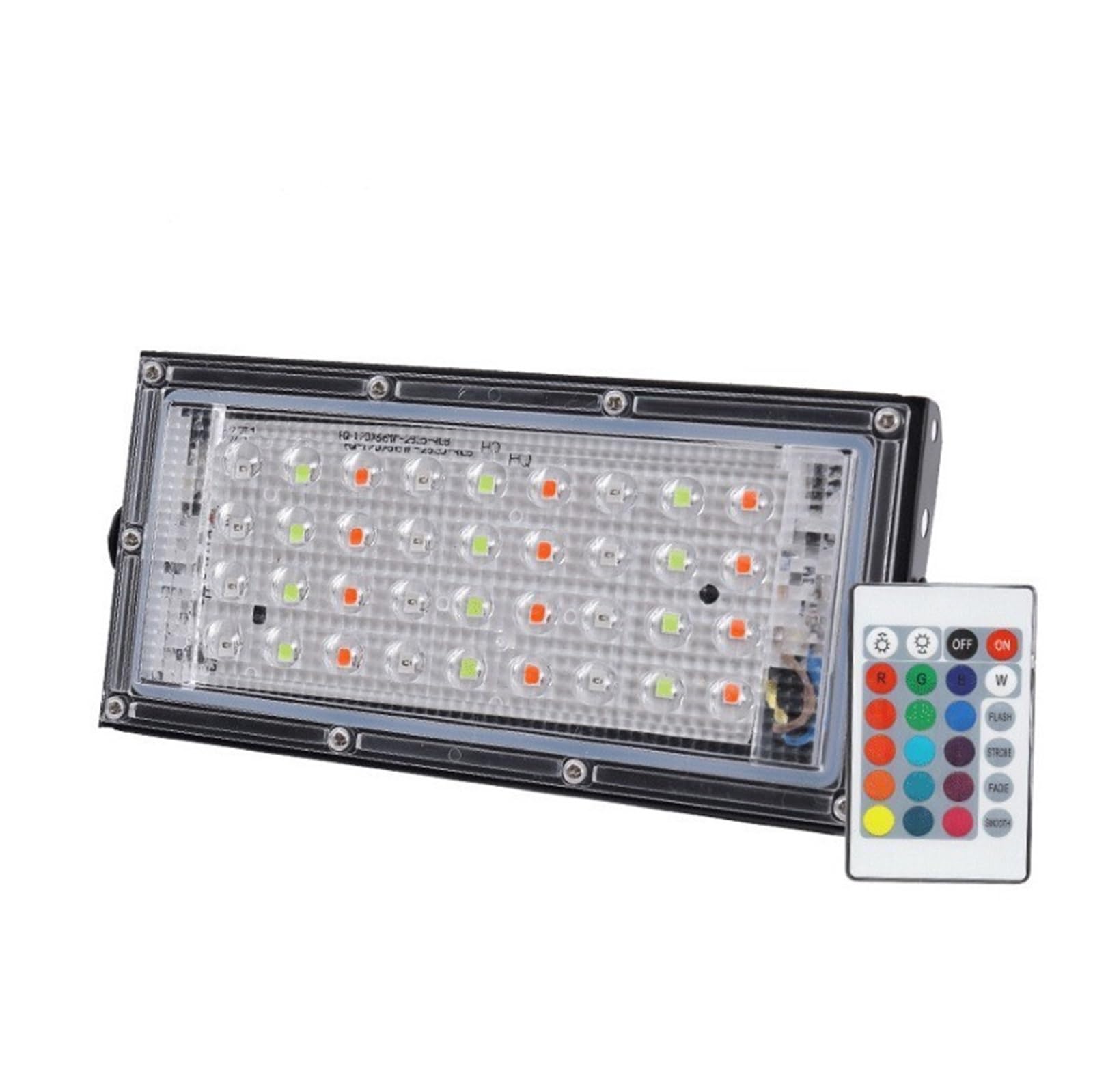 LED Flood Light, Led Reflectors for Outdoor Landscape Light RGB Disco Waterproof Parties Floodlight Garden Work Searchlight(RGB Remote Control,50W)