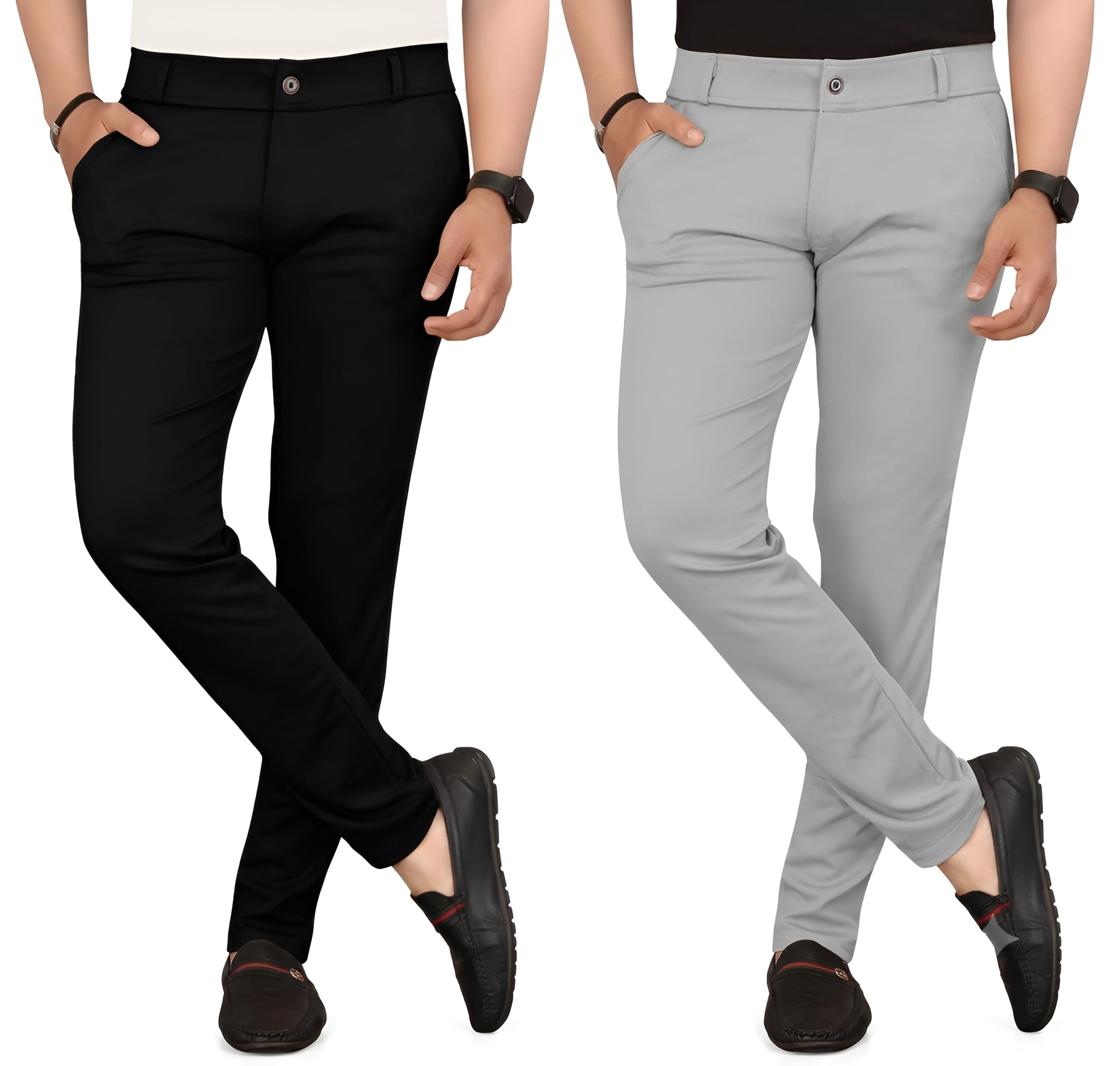 Vanits Men's Slim Fit Casual Trousers Pack of 2-picture-23