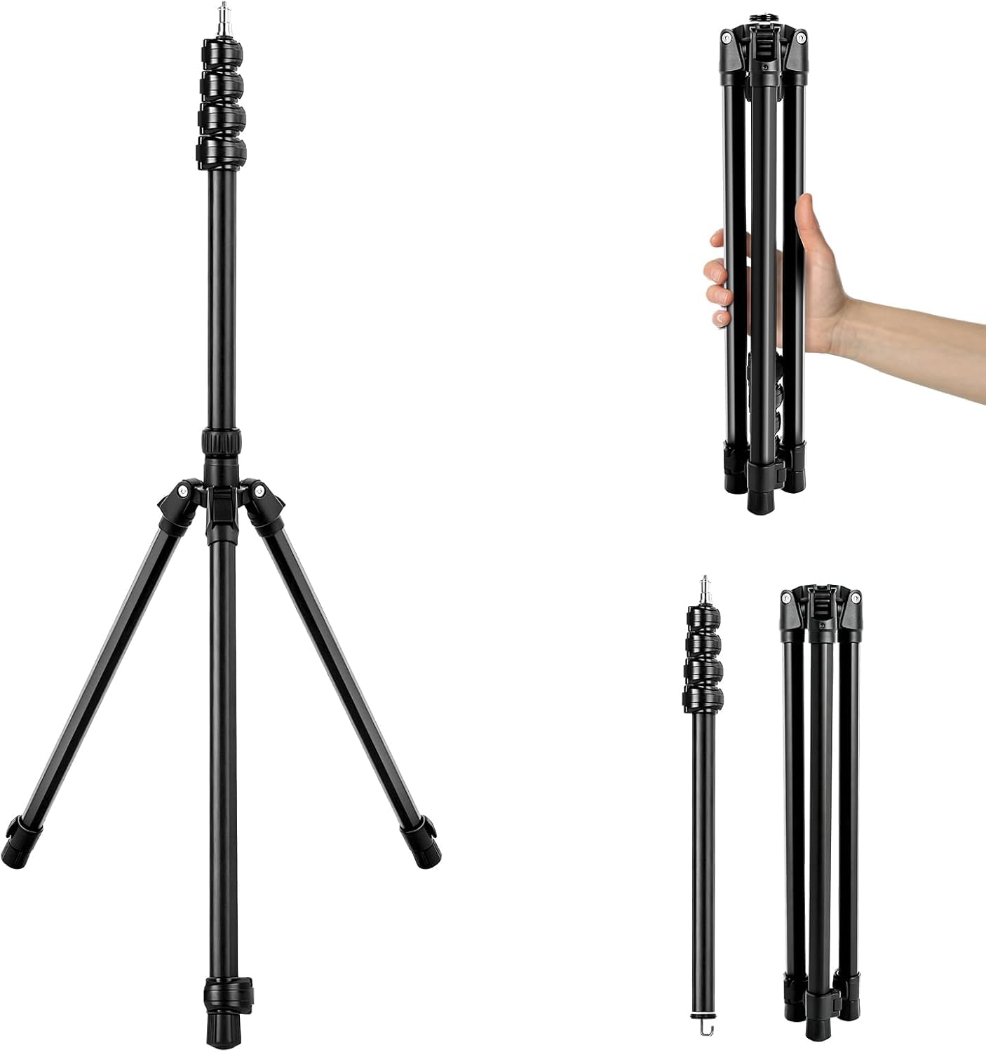 NEEWER Stativo Luci Fotografiche da 270cm, Treppiede in Alluminio con Colonna Centrale Rimovibile, Supporto Illuminazione Pieghevole per Luce Video LED Softbox Riflettore Flash Strobo, Max 3kg, ST270