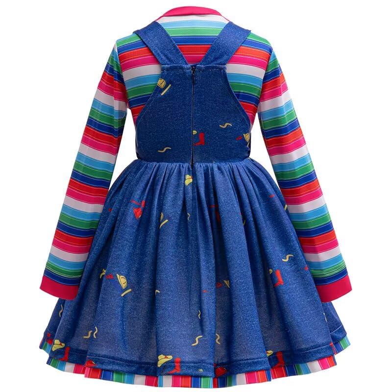 Disfraz completo vestido azul de mezclilla para niñas miniatura 3