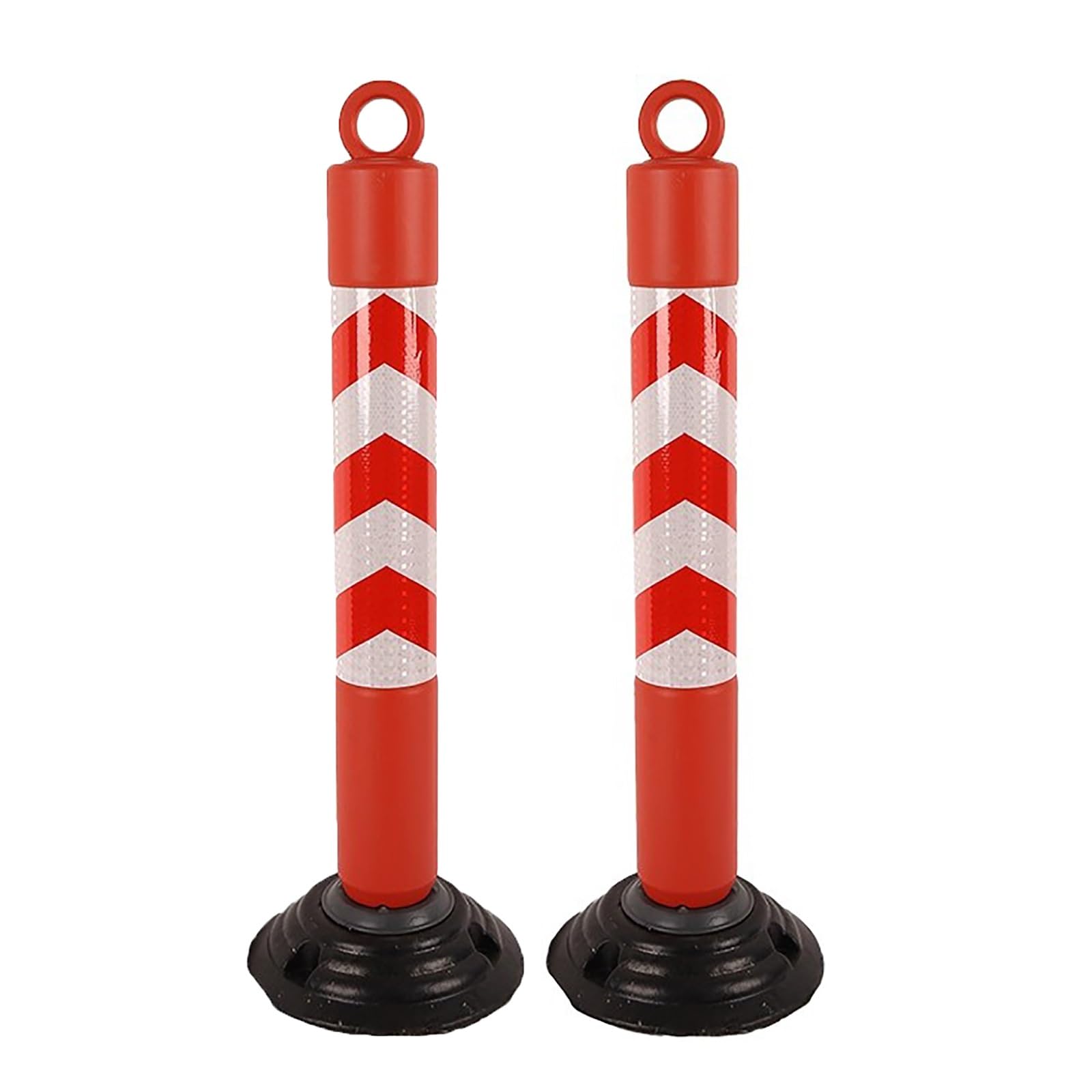 SaryEdge Flexible Reflective Safety Bollard Post with Base Kit for Portable Traffic and Parking Barrier Warning,Red-2pcs,Red-2pcs