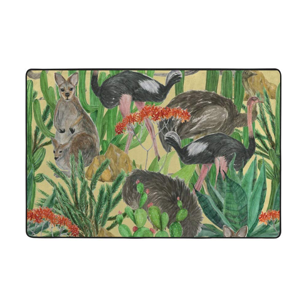 Tapis salon doux velours corail fini les sols froids grand tapis aquarelle jungle 180x120