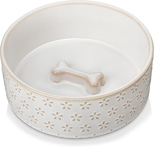 Miniatura 1 de MALACASA Cuenco de cerámica para perros, 3.5 tazas o 32 onzas, plato de agua para razas de mudium, cuenco para mascotas apto para lavavajillas y