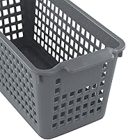 Vista 5 de Cestas de plástico para organizar, color gris, juego de 4