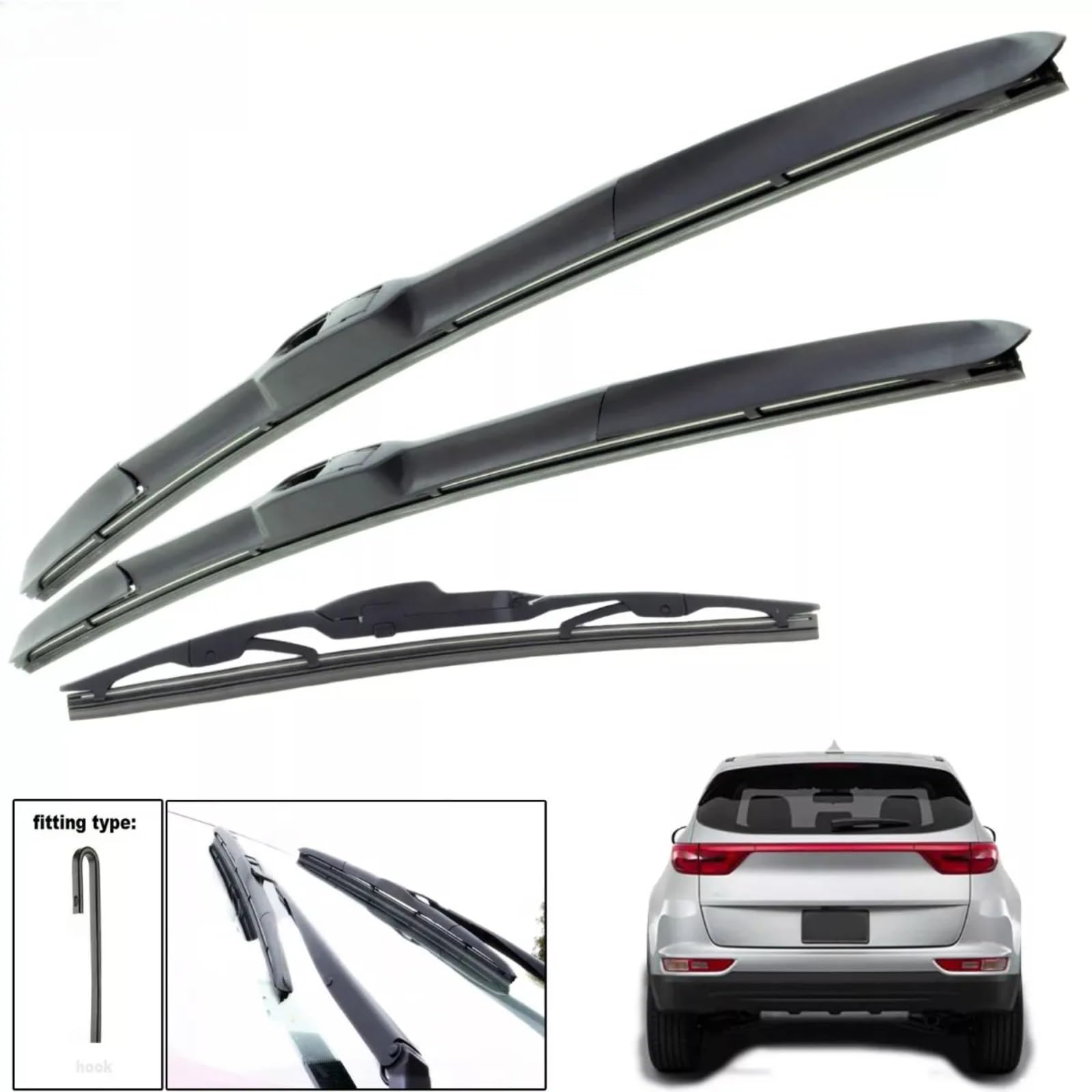Wischerblätter Auto Scheibenwischer Set Ersatz Für Kia Für Sportage QL 2016–2020 | 26"16"11" 3-teiliges Upgrade-Set für Scheibenwischerblätter vorne und hinten