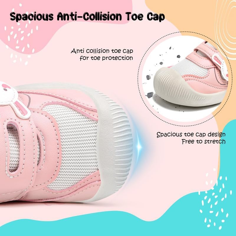 DEEKEY Toddler Boys Girls Tennis Shoes Unisex Kids Slip on Wide Barefoot Shoes Breathable First Walking Shoes Non Slip Lightweight Baby Sneakers Athletic Outdoor Running Shoe with Hook and Loops - Image 9