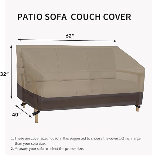 Miniatura 106 de Easy-Going Funda impermeable para sofá de exterior, funda resistente para sofá de patio de 3 plazas, resistente al viento, funda para muebles