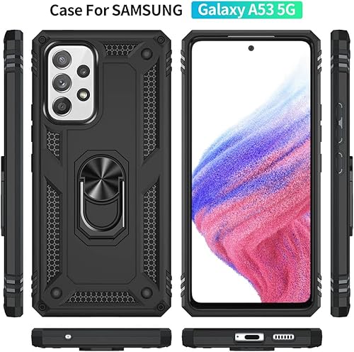 Miniatura 3 de Funda para Samsung A53 5G, Galaxy A53 5G con protector de pantalla HD, grado militar de 16 pies probada en caídas, anillo protector a prueba de