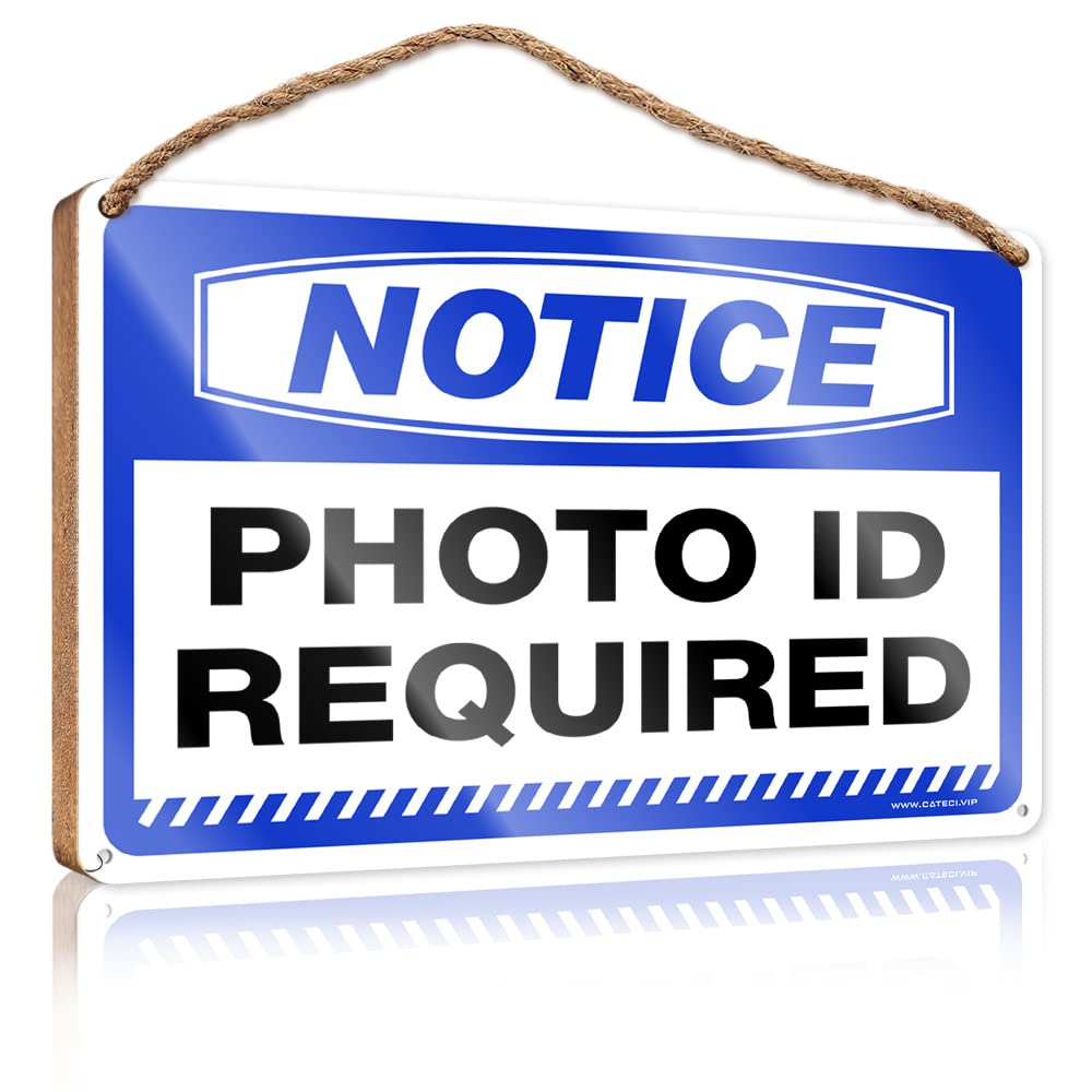 FZFN Wood Plaques For Crafts Notice Photo Id Required Wooden Sign Outdoor Signs And Decor Rustic Kitchen Decor And A(15X28CM)