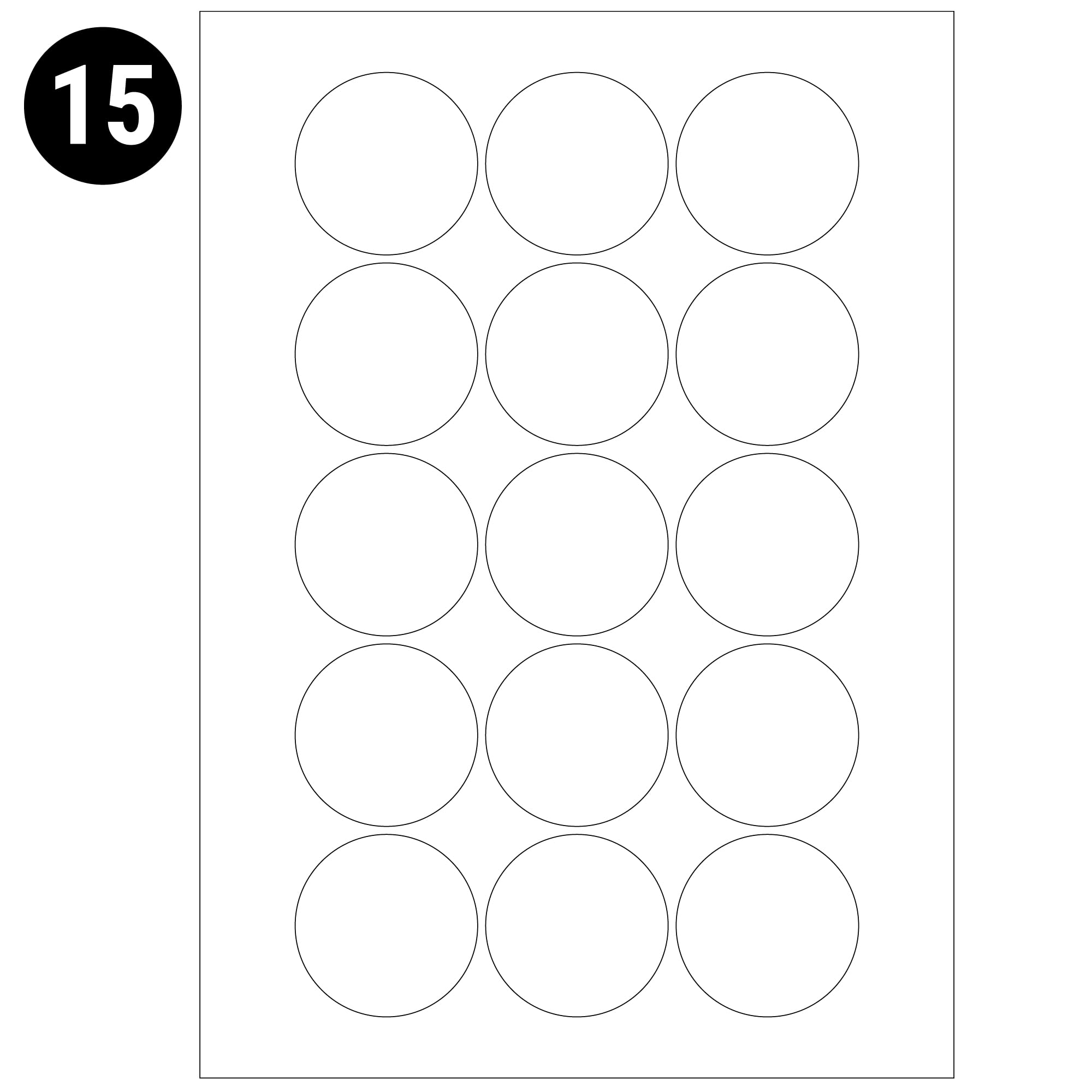 L&B Circle Labels – 13 Sizes on A4 Sheets – Compatible with Laser & Inkjet Printers (15 (51MM) Labels PER A4 Sheet-Box 250)