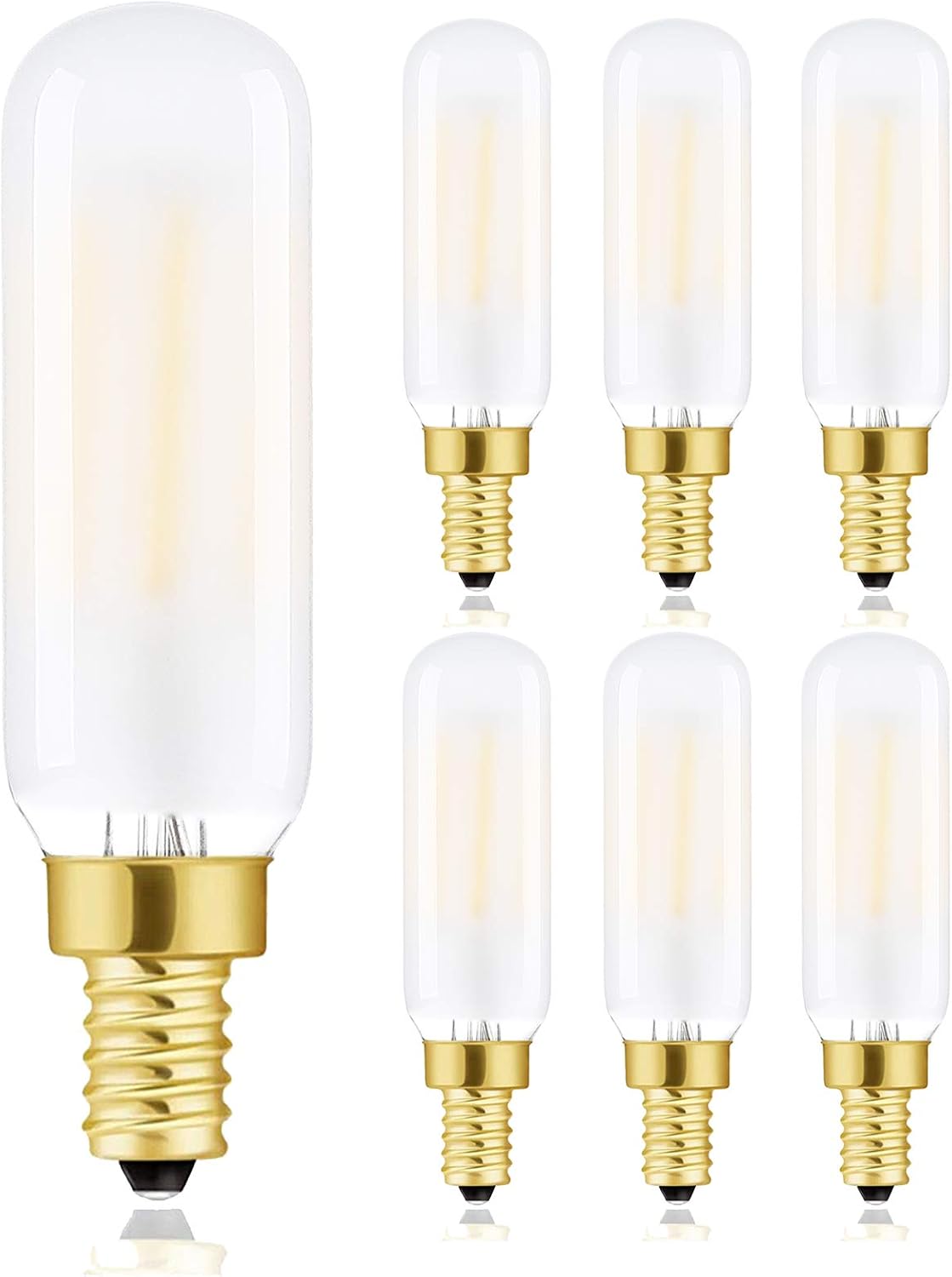 T6 Led Bulb 2W Dimmable E12 Edison Light Bulbs 2700K Warm White T6.5 Frosted Glass 250lm E12 Candelabra Incandescent Bulbs 25W Equivalent Vintage LED Filament Candle Bulb with Decorative, 6Pack.