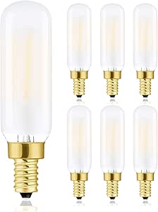 T6 Led Bulb, T6.5 Dimmable E12 Edison Light Bulbs Soft White 3000K, Frosted Glass,600lm, 60W Candelabra Incandescent Bulbs Equivalent Vintage LED Filament Candle Bulb with Decorative, 6Pack.