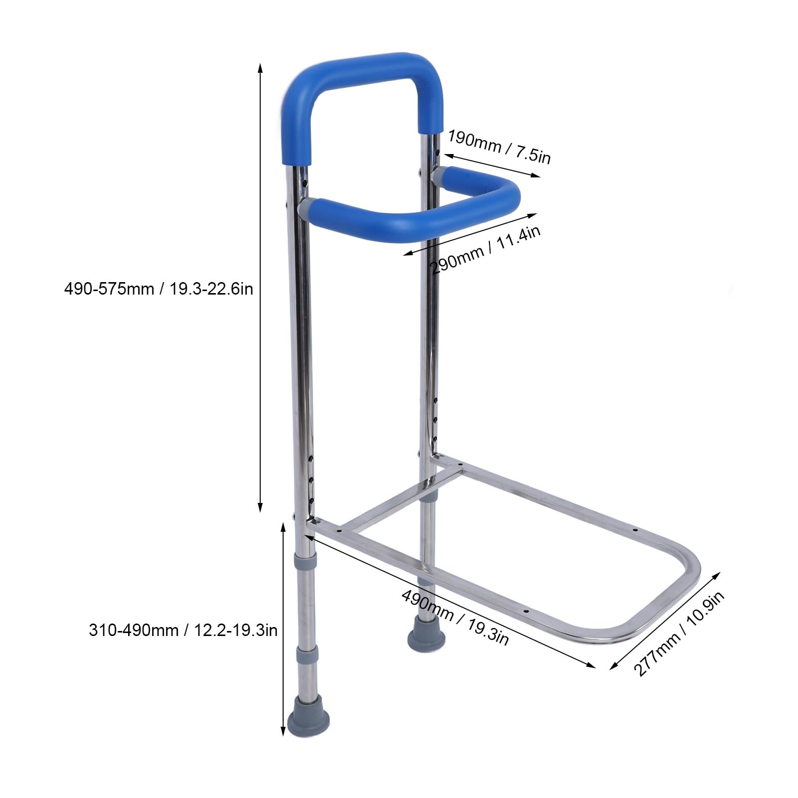 Zunate Barandilla para Cama, Acero Inoxidable 304, Barandillas de Goma para Cama, Seguridad para Adultos Mayores, Barandilla Auxiliar para Cama de Altura Ajustable, Barandillas