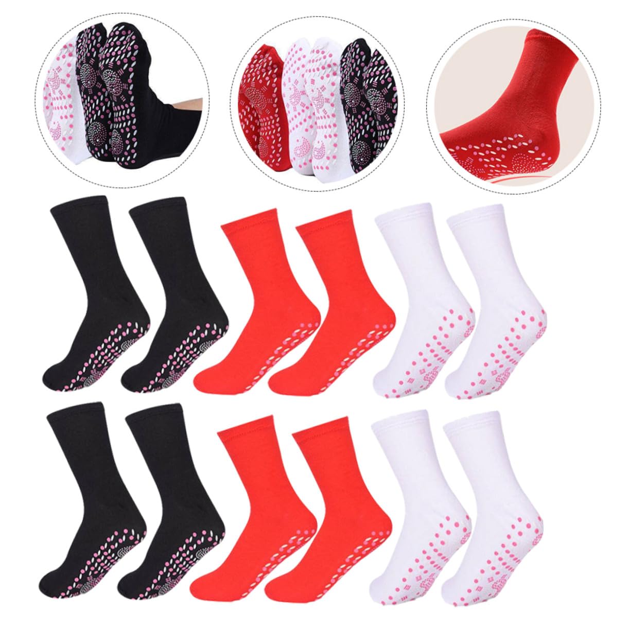 VALICLUD 6 pares Calcetines Térmicos Autocalentables Unisex Invierno Esquí Camping Circulación Cálida Cómoda Ligera