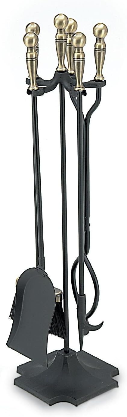 4 Piece Ball Handle Fireplace Tool Set Finish: Antique Brass / Black