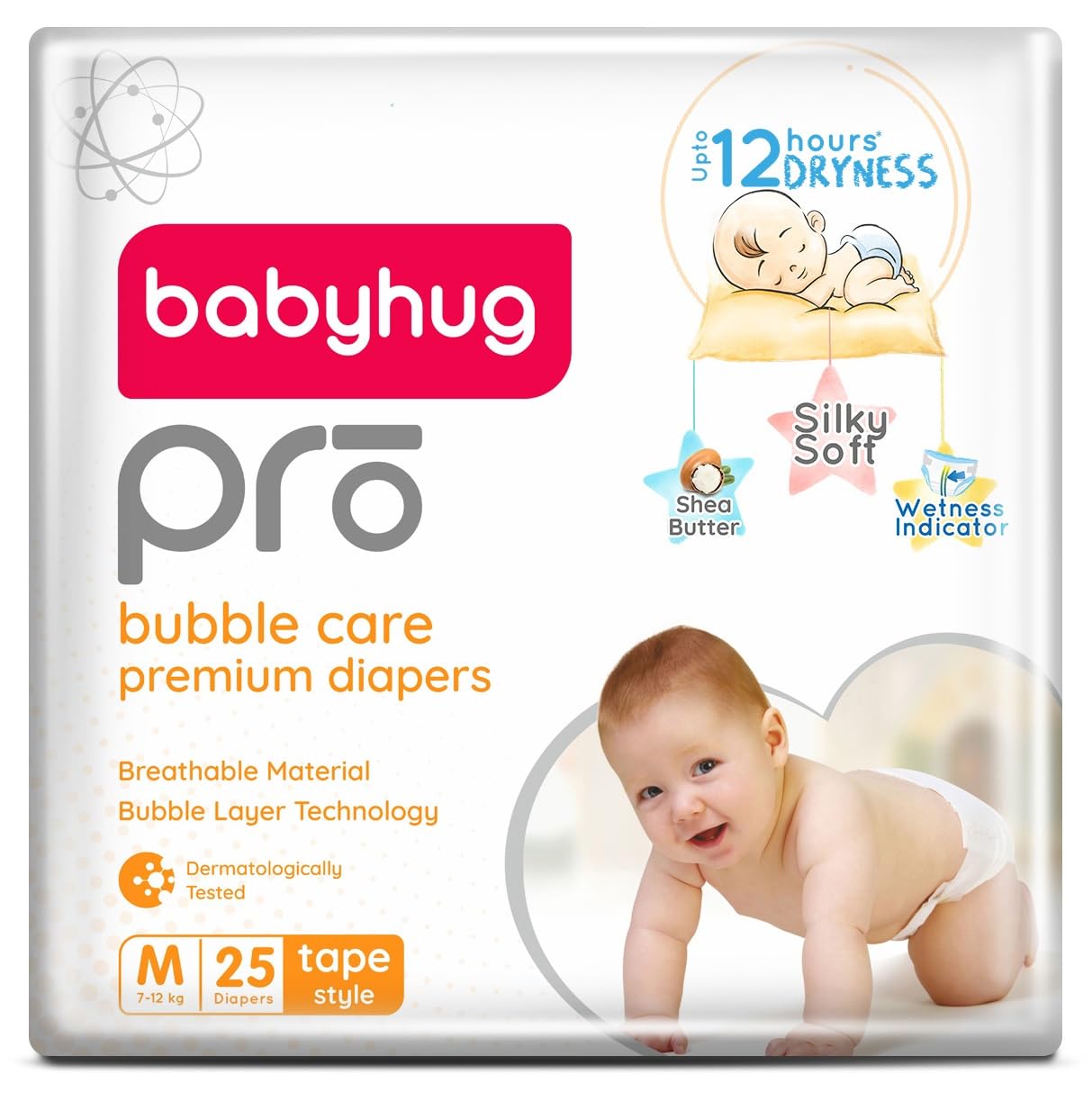 Baby Hug Pro Bubble Care Premium Tape Style Diaper Medium (M) Size - 25 Pieces-image-11