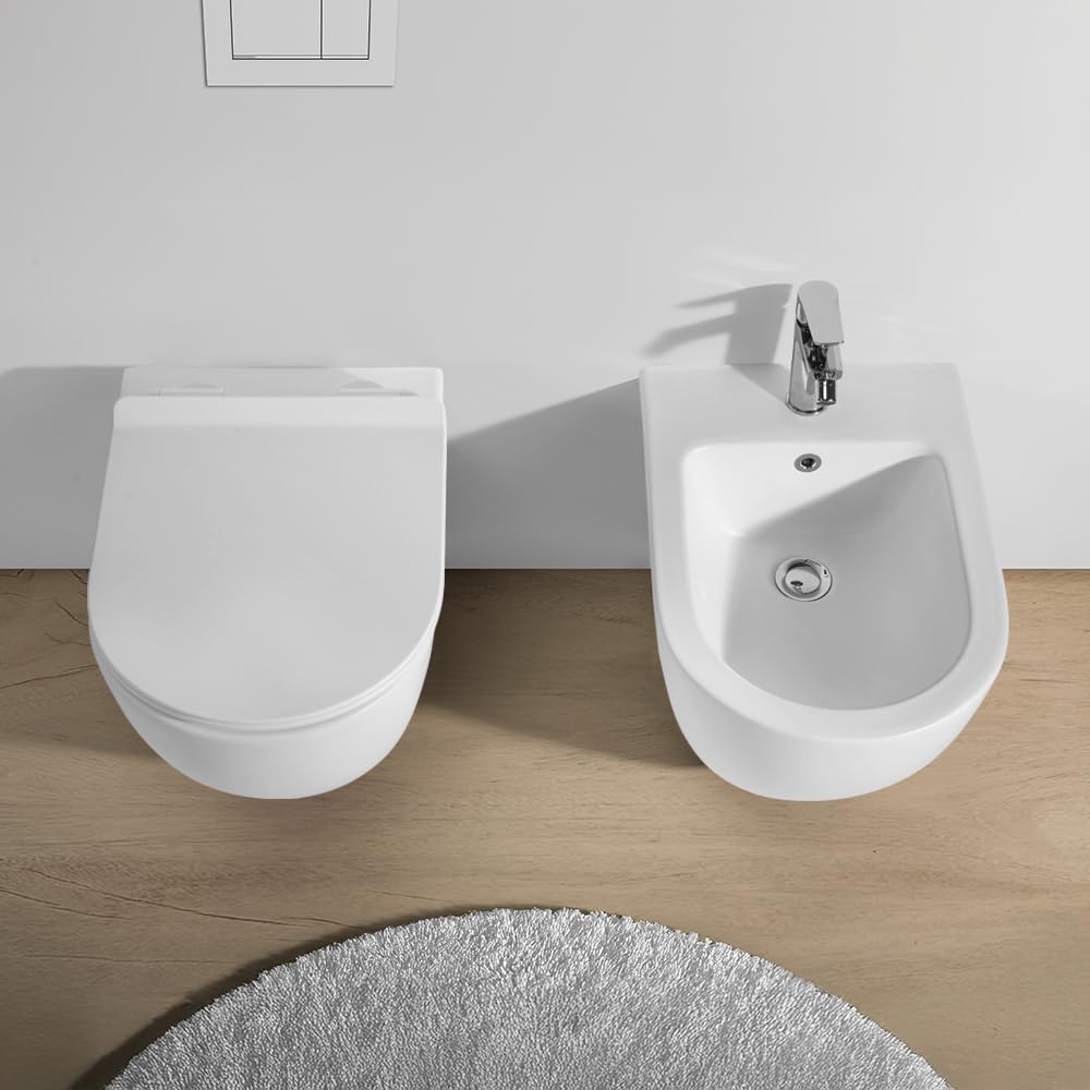 WC Sospeso Ceramica Bianco Opaco Scarico Rimless Tokyo