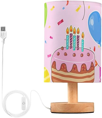 Lámpara de mesita de noche, globos coloridos para cumpleaños, mesita de noche para dormitorio con puerto USB, lámparas de escritorio LED para sala