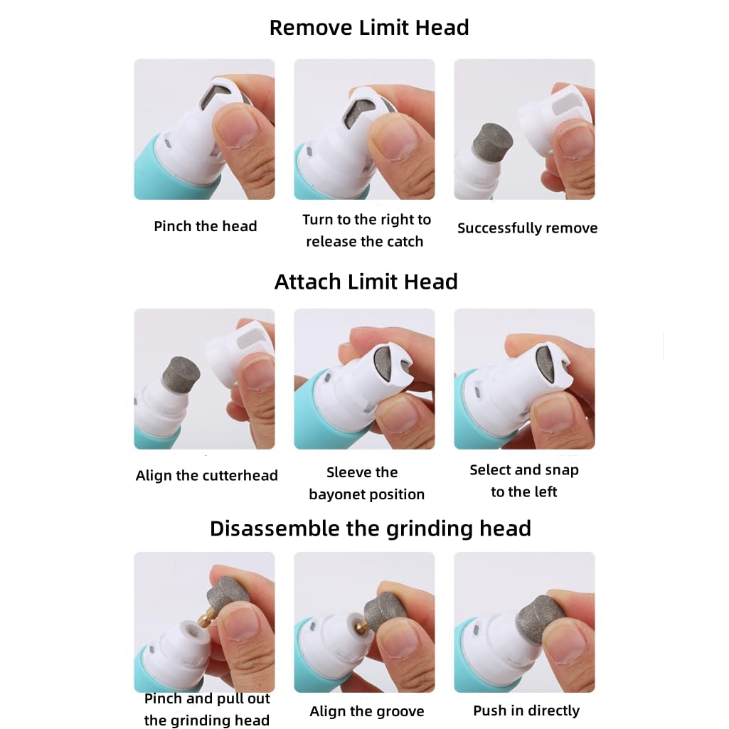 Cortaúñas para perros y gatos, cortaúñas para perros, mini cuerpo, cabezal de molienda lavable y molienda multidireccional de 360 grados, para perros pequeños, medianos y grandes
