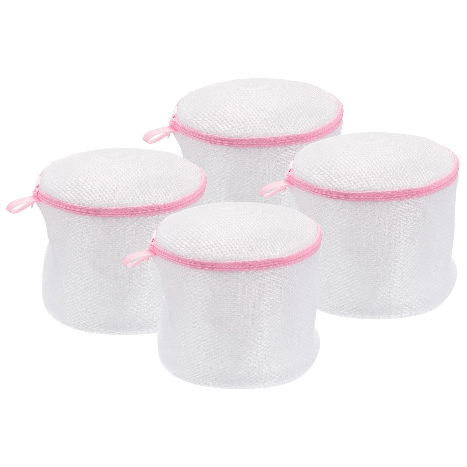 2/4 Stück BH-Waschbeutel, zylinderförmig, aus Netzgewebe, for die Waschmaschine, for Waschen von empfindlicher Kleidung wie Socken und Unterwäsche, rosa/grau für Pullover, Hemden(4pcs Pink)