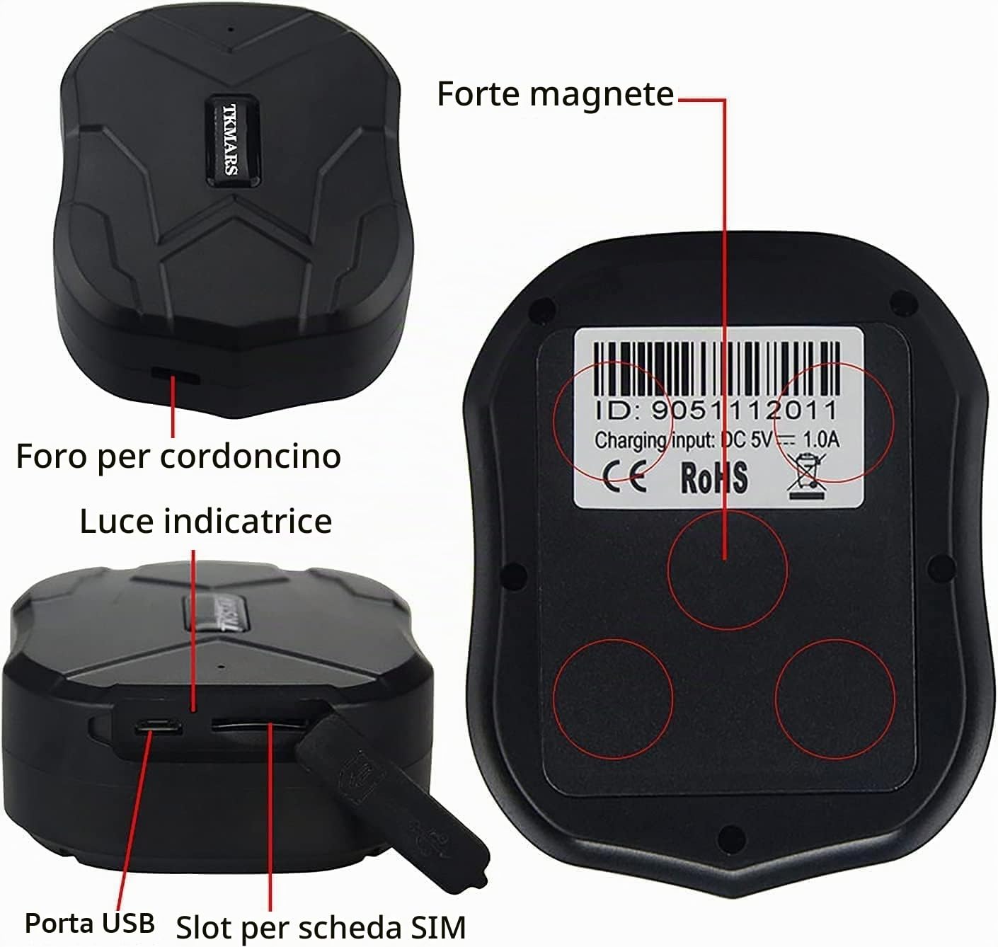 TKMARS Localizzatore GPS senza Abbonamento 4G TK905B Localizzatore GPS per Auto 80 Giorni in Standby per Auto con APP Forte Magnetico e Impermeabile (10000mah)