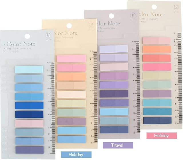 800 Pcs Morandi Sticky Tabs, Book Tabs for Annotating Books, 4 Pack Aesthetic Index Tabs, Writable Page Markers Flags with Ruler for Notebooks