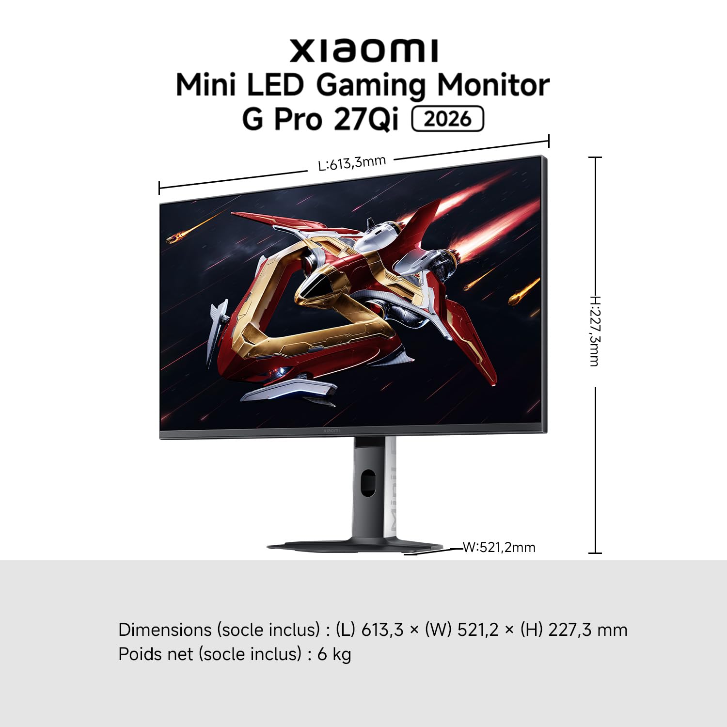 XIAOMI 2K Mini-LED Écran PC Gaming 27 Pouces,180Hz,1152 Zones, P27QDA-RGPGL