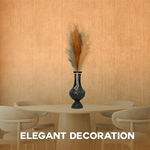 Miniatura 5 de Artificial Pampas Grass Set of 3 Stems, 115 cm Tall 15 Forks, Artificial Pampas for Vase Filling, Home Decoration, 52" Wood Bead Garland with