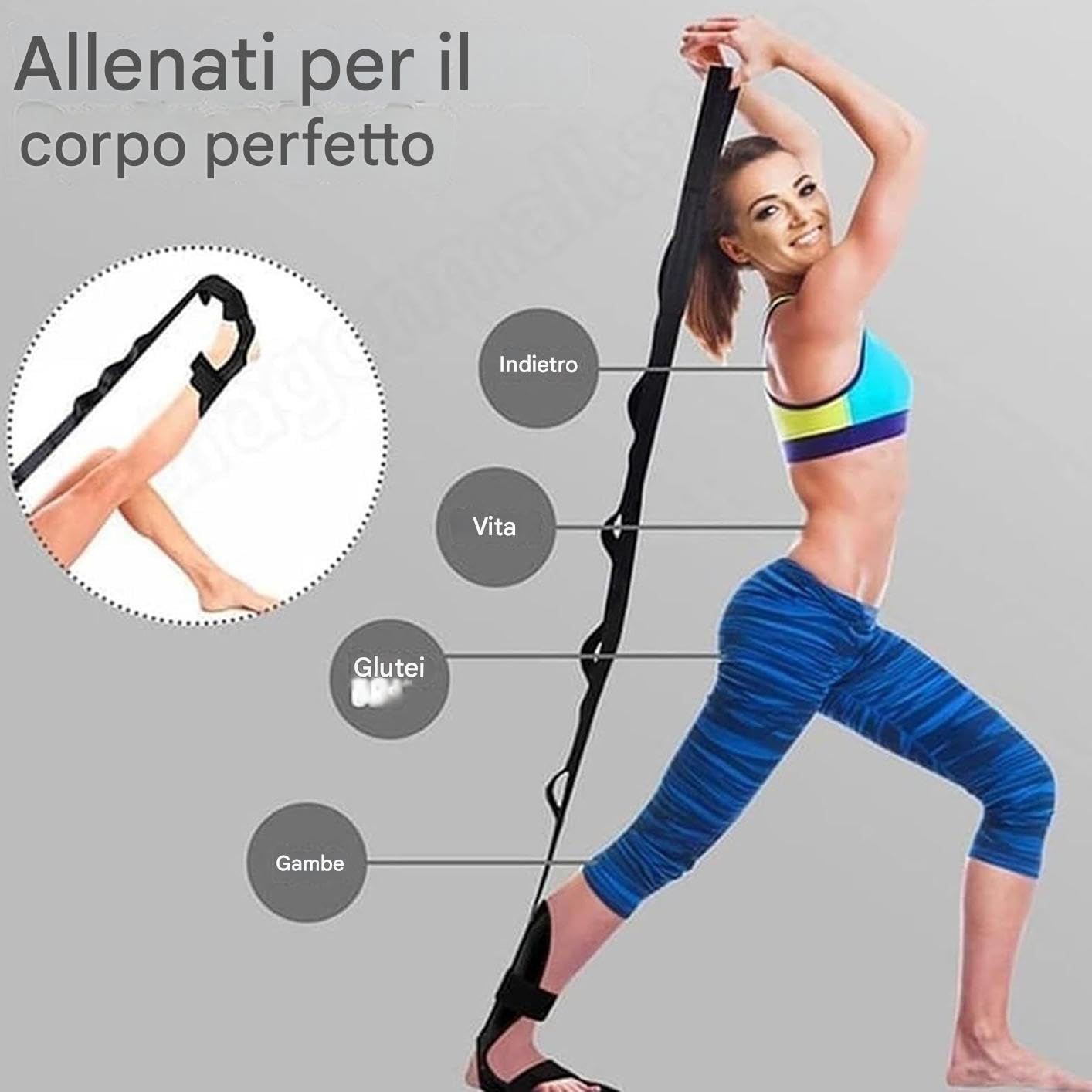 Fascia Per Stretching Delle Gambe,Fascie per Stretching e Allungamento - Cintura per Stretching di Gambe e Muscoli Posteriori per Allenamento a Casa, Pilates, Ginnastica - Adatta a Donne e Uomini