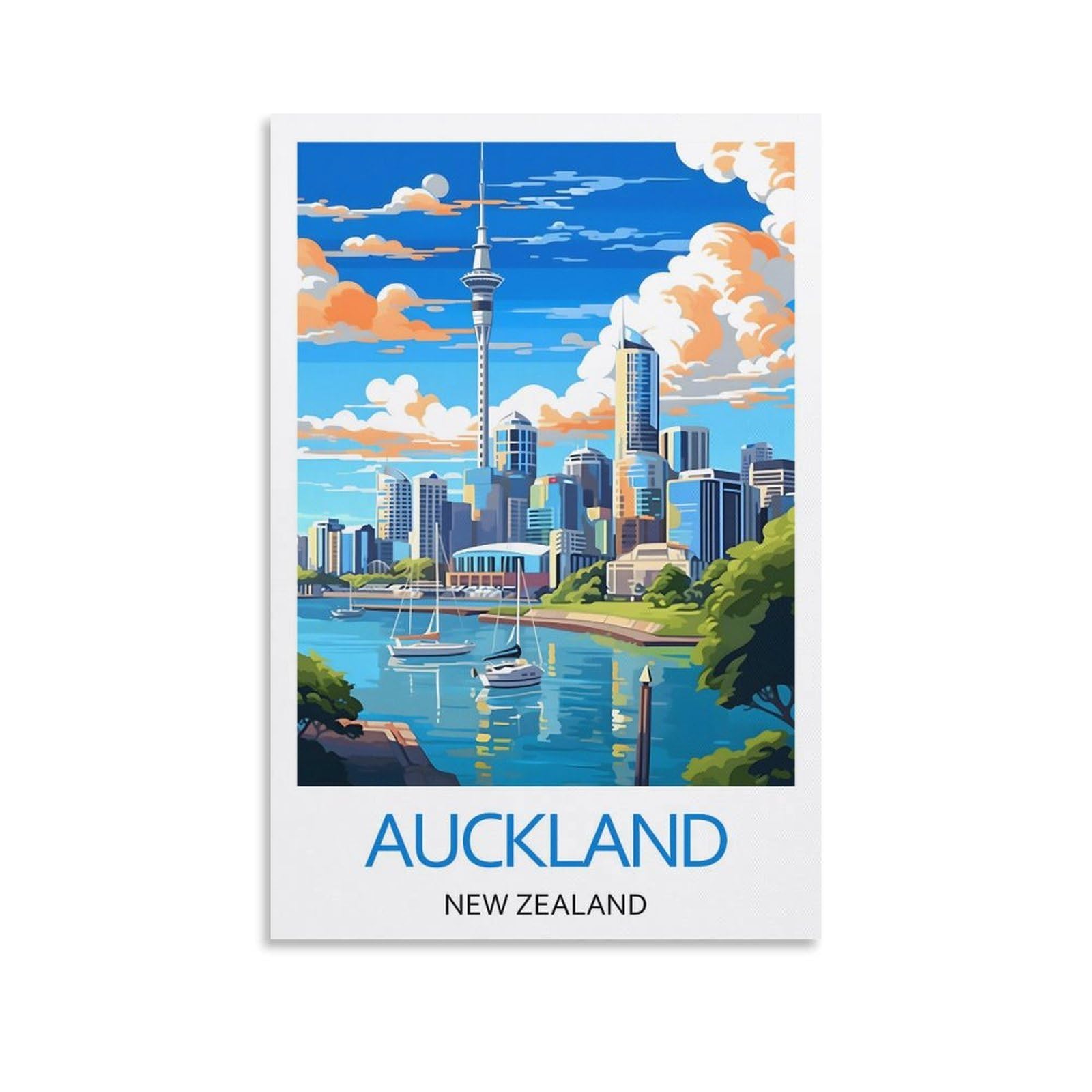 YJNENG Canvas Art Picture Auckland New Zealand Wall Decor Art Painting Posters Modern Family Decorative Poster 20x30inch(50x75cm)