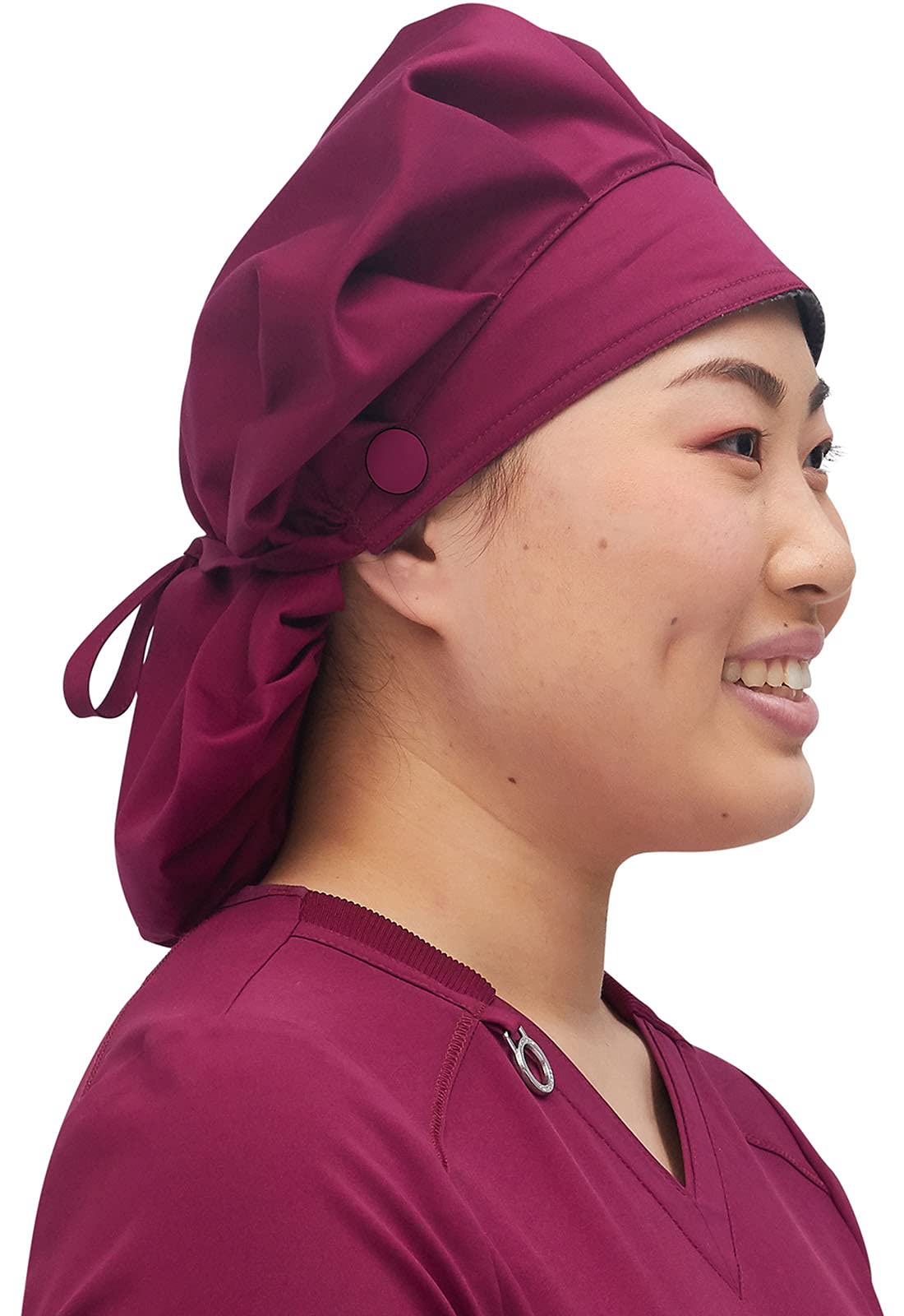 Workwear Revolution Tech Men & Women Bouffant Scrubs Hat WW508AB, One Size, Wine