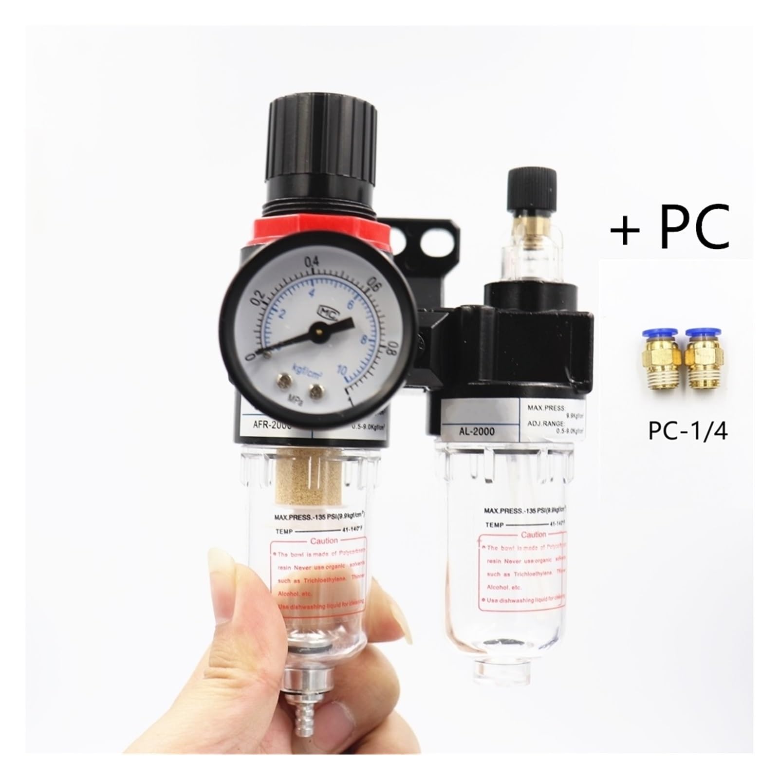 1 x 0,6 cm filtr sprężarki powietrza, regulator separatora oleju wodnego, obróbka AFC2000, może być używany ze złączem węża serii PC/PT (AFC 2000 - PC, 6 mm)