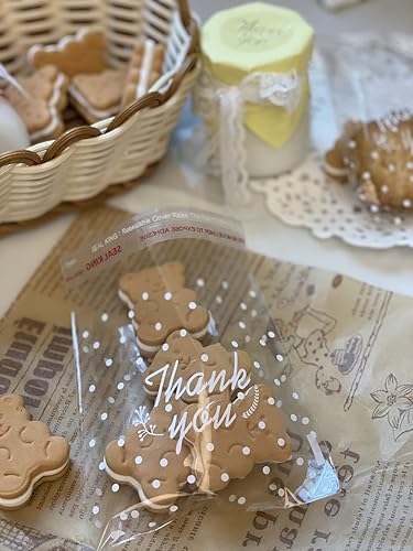 Miniatura 10 de 200 bolsas transparentes de 4 x 4 pulgadas, bolsa de plástico OPP para fiestas, panadería, dulces, jabón, galletas (lunares, 4 x 4)