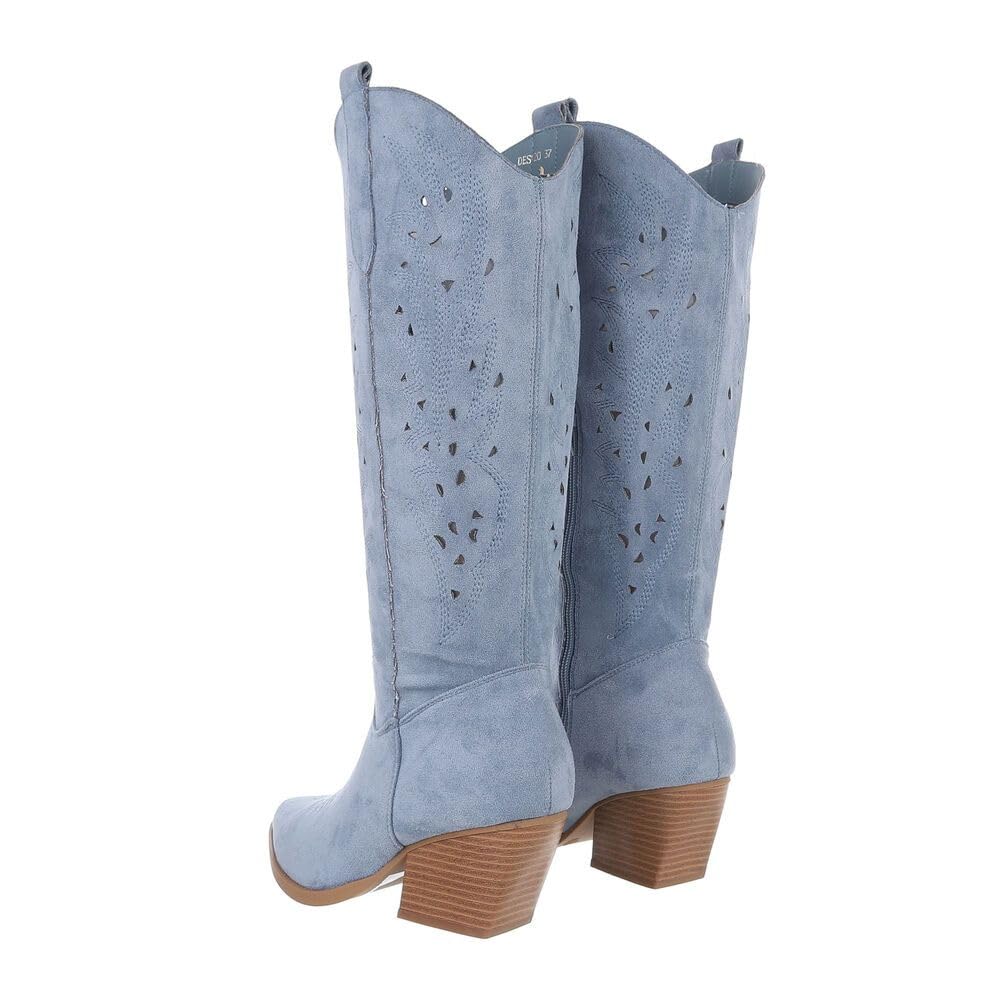 Ital Design Damen Stiefel mit Reißverschluss und Blockabsatz, spitze Form
