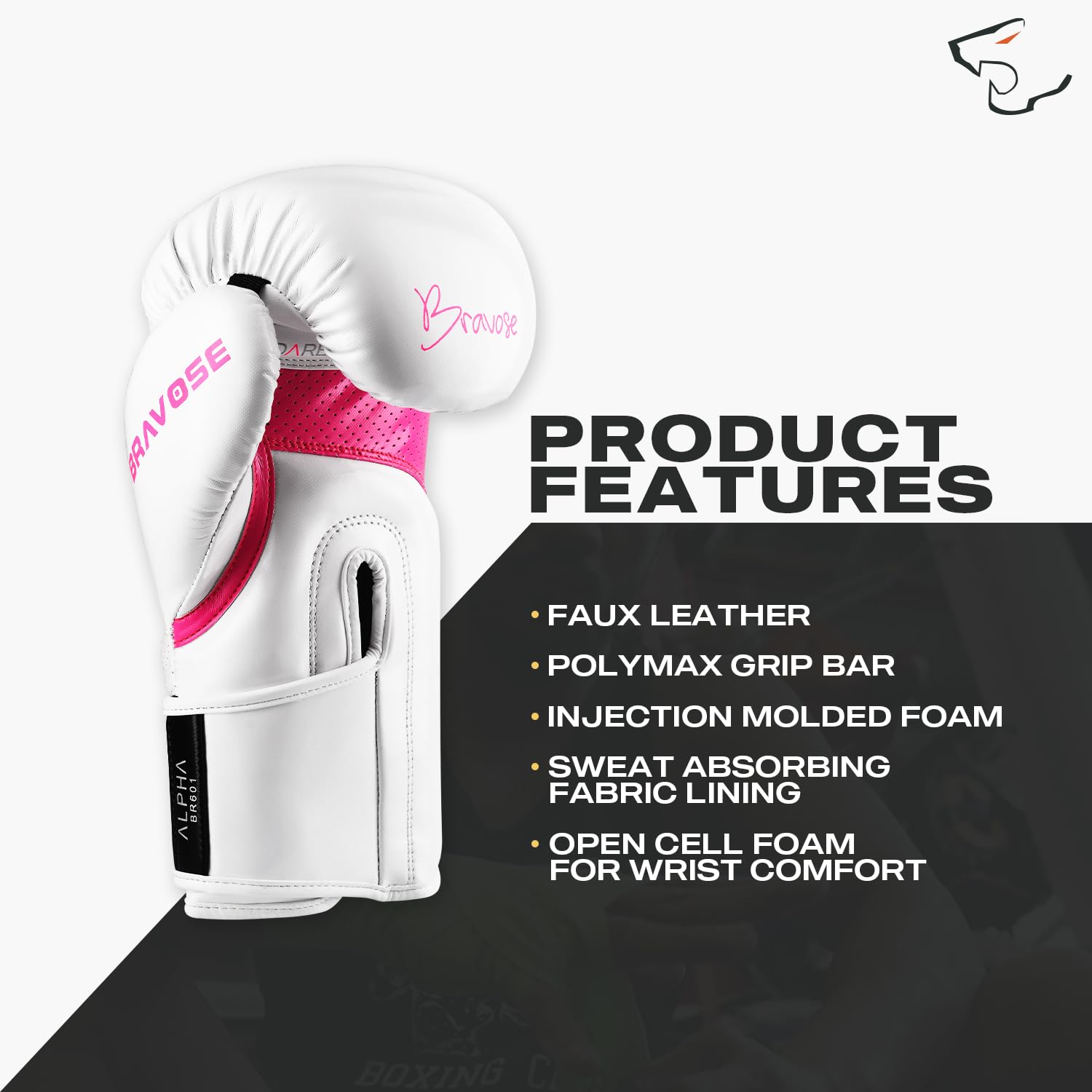 BRAVOSE ALPHA Guantoni da boxe con velcro per boxer, livello base, per allenamento e sparring, MMA, kick boxing, Muay Thai, realizzati in pelle PU di alta qualità con palmo ventilato