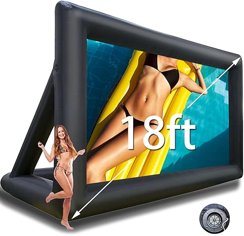 Pantalla de cine inflable de 20 pies, pantalla de proyección delantera y trasera, sin costuras, ideal para noches de cine, fiestas en la piscina,