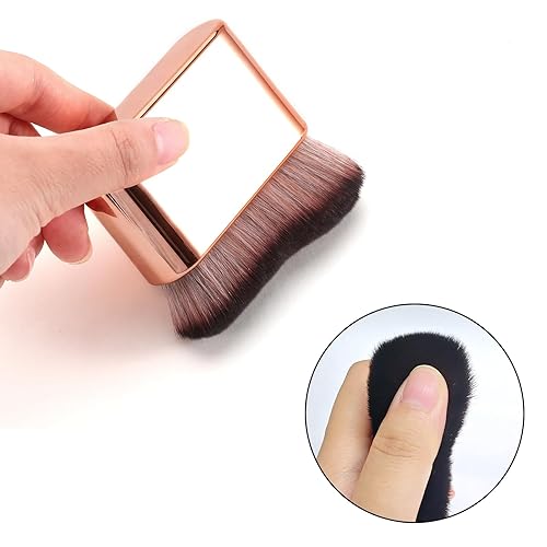 Miniatura 4 de Kabuki - Brocha autobronceadora para cuerpo, bronceador y base, brochas de maquillaje para rostro y cuerpo (oro rosa)